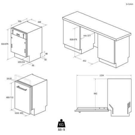 LAVAVAJILLAS CANDY CI1C7SB1FA INTEGR.45CMS.3ªBANDJ