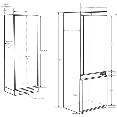 COMBI HAIER HBQW5719E INTEGR.193X69