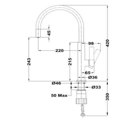 GRIFO TEKA TOP FOT 995 CROMO CROMO