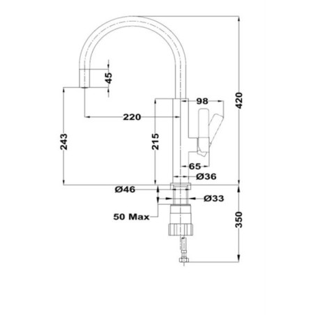 GRIFO TEKA TOP FOT 995 CROMO NEGRO