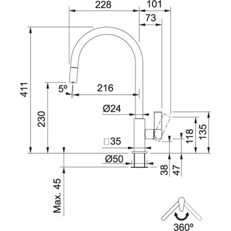 GRIFO FRANKE MARIS J PULL-DOWN CROMADO