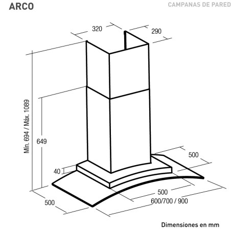 CAMPANA NODOR ARCO 70 NEGRA