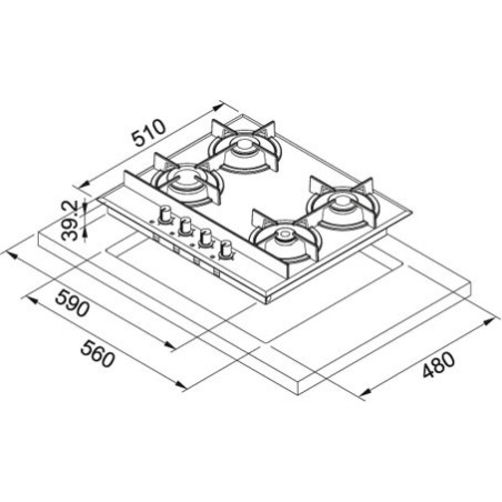 PLACA GAS CRYSTAL FHCR 604 4G HE BK C
