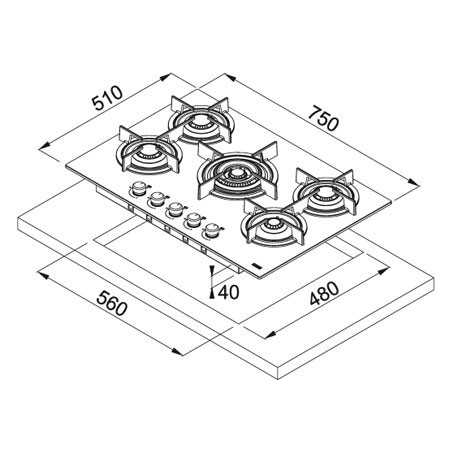 PLACA GAS  FHCR 755 4G TC HE BK C