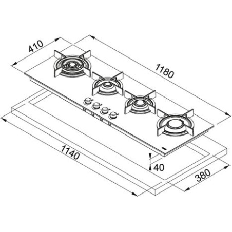 PLACA GAS FHCR 1204 3G TC HE BK C