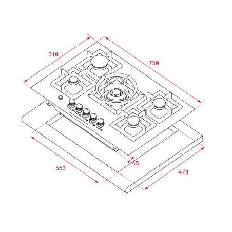 PLACA TEKA EFX 70.1 5G AI AL DR CI BTN SS INOX